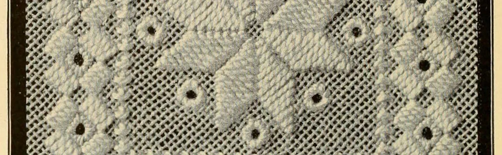 An illustration from The Priscilla Hardanger book; a collection of beautiful designs in Hardanger embroidery, 1909, leaf 42