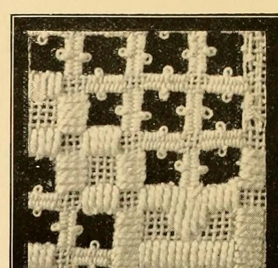 An illustration from The Priscilla Hardanger book; a collection of beautiful designs in Hardanger embroidery, 1909, leaf 46