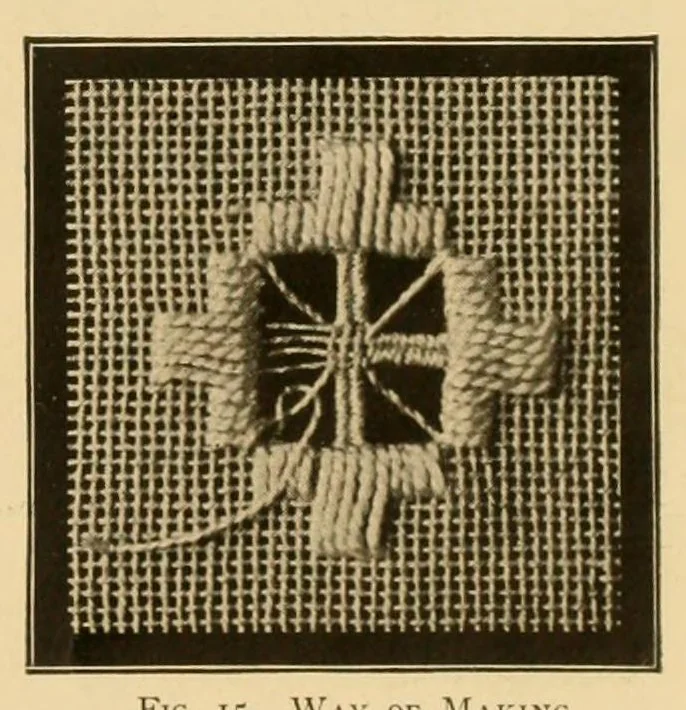 An illustration from The Priscilla Hardanger book; a collection of beautiful designs in Hardanger embroidery, 1909, leaf 9