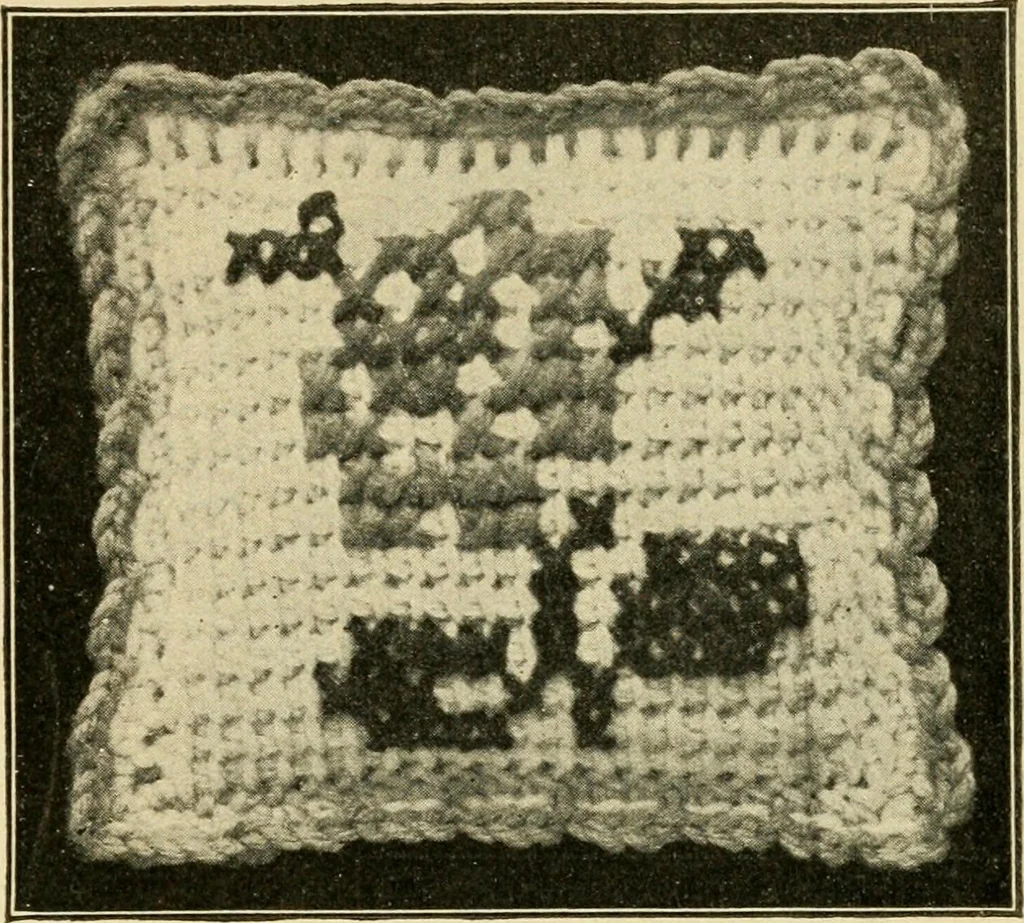 An illustration from Priscilla juniors' crochet book; models and directions for crocheting adapted to girls from 8 to 12 years, 1914, leaf 18