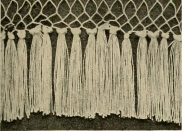An illustration from The Priscilla netting book, containing full directions for making square and circular netting, and for the various stitches with which netting is ornamented, also a great number of finished pieces in the different varieties of netting and filet brodé, 1914, leaf 30