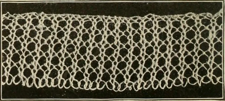 An illustration from The Priscilla netting book, containing full directions for making square and circular netting, and for the various stitches with which netting is ornamented, also a great number of finished pieces in the different varieties of netting and filet brodé, 1914, leaf 33