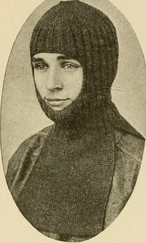 An illustration from The Priscilla war work book, including directions for knitted garments and comfort kits from the American Red cross, and knitted garments for the boy scout, 1917, leaf 11