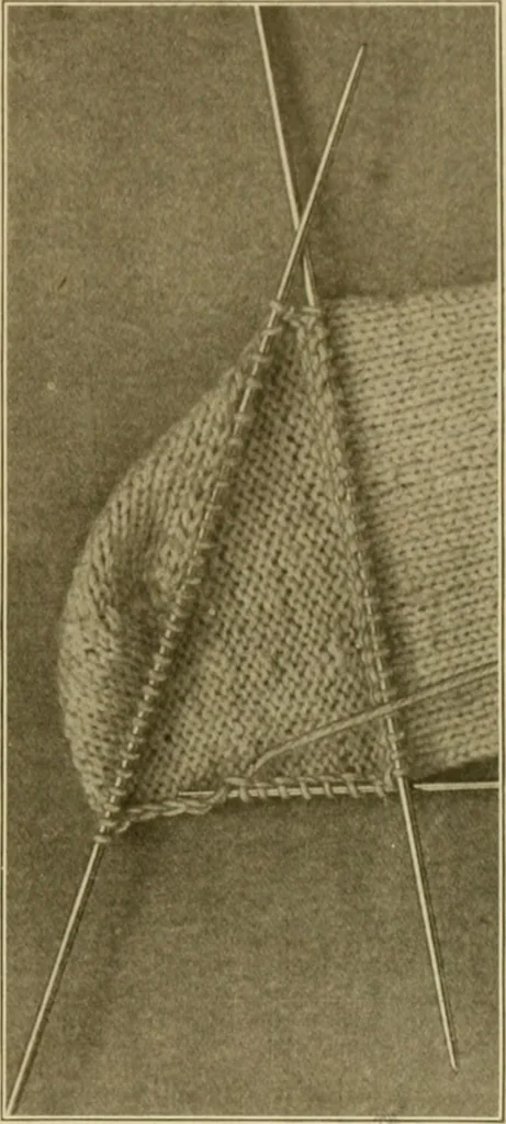 An illustration from The Priscilla war work book, including directions for knitted garments and comfort kits from the American Red cross, and knitted garments for the boy scout, 1917, leaf 14