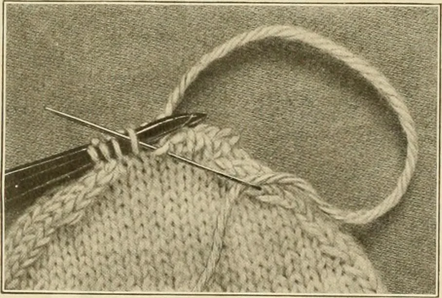 An illustration from The Priscilla war work book, including directions for knitted garments and comfort kits from the American Red cross, and knitted garments for the boy scout, 1917, leaf 15
