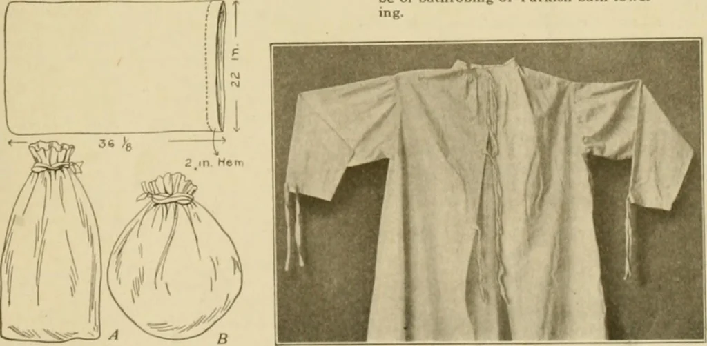 An illustration from The Priscilla war work book, including directions for knitted garments and comfort kits from the American Red cross, and knitted garments for the boy scout, 1917, leaf 18