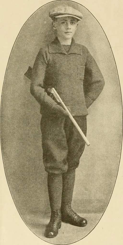 An illustration from The Priscilla war work book, including directions for knitted garments and comfort kits from the American Red cross, and knitted garments for the boy scout, 1917, leaf 27