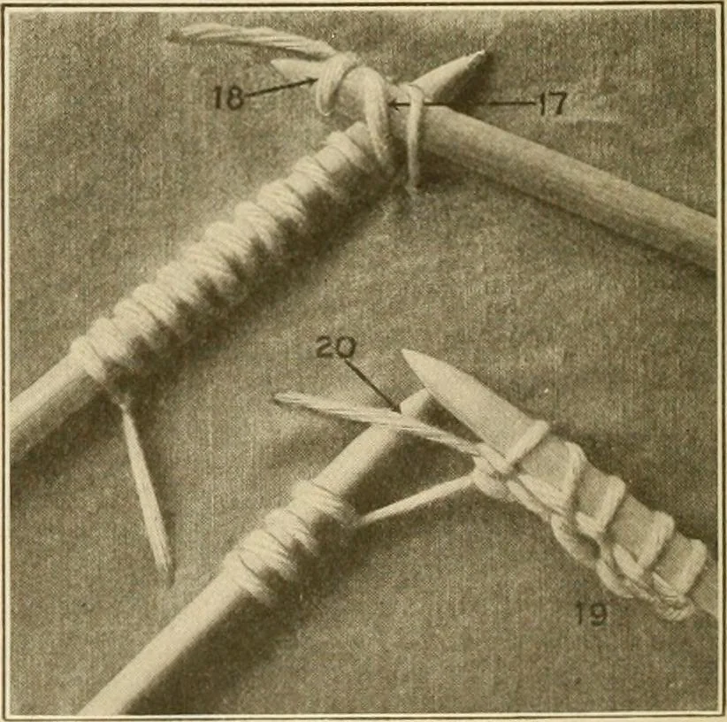 An illustration from The Priscilla war work book, including directions for knitted garments and comfort kits from the American Red cross, and knitted garments for the boy scout, 1917, leaf 5