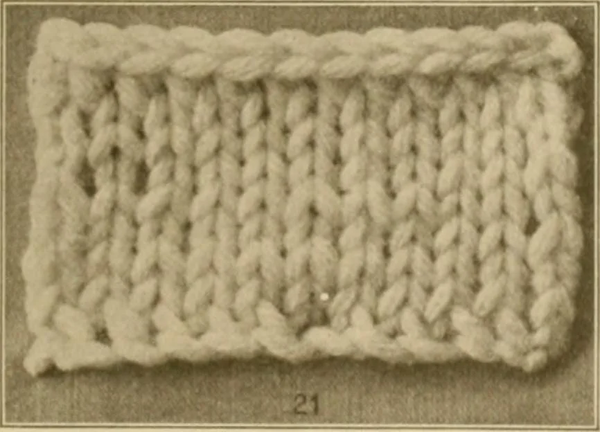 An illustration from The Priscilla war work book, including directions for knitted garments and comfort kits from the American Red cross, and knitted garments for the boy scout, 1917, leaf 6