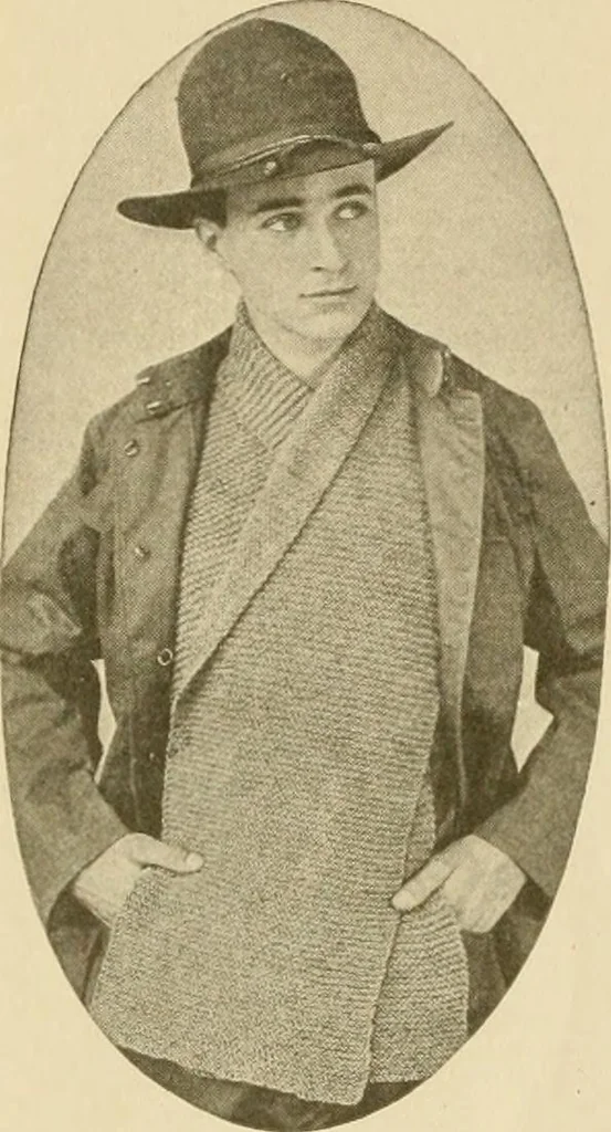 An illustration from The Priscilla war work book, including directions for knitted garments and comfort kits from the American Red cross, and knitted garments for the boy scout, 1917, leaf 9