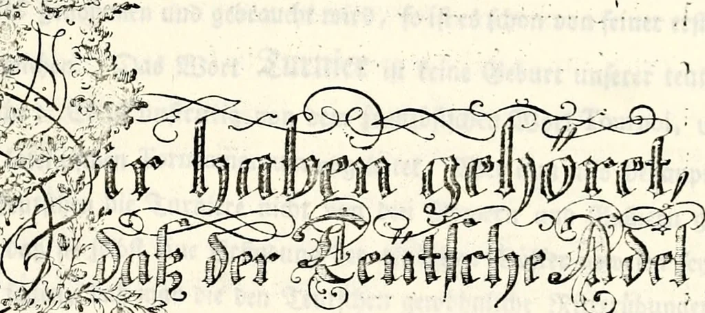 An illustration from Proben des hohen Teütschen Reichs Adels, oder, Sammlungen alter Denkmäler, Grabsteinen, Wappen, Inn- und Urschriften, u: d: nach ihrem wahren Urbilde aufgenommen unter offener Treüe bewähret und durch Anenbäume auch sonstige Nachrichten erkläret und erläuteret, 1775, leaf 136