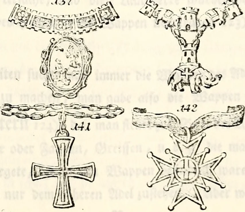 An illustration from Proben des hohen Teütschen Reichs Adels, oder, Sammlungen alter Denkmäler, Grabsteinen, Wappen, Inn- und Urschriften, u: d: nach ihrem wahren Urbilde aufgenommen unter offener Treüe bewähret und durch Anenbäume auch sonstige Nachrichten erkläret und erläuteret, 1775, leaf 244