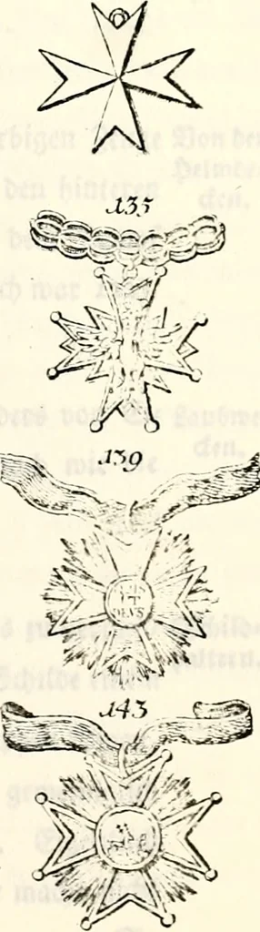 An illustration from Proben des hohen Teütschen Reichs Adels, oder, Sammlungen alter Denkmäler, Grabsteinen, Wappen, Inn- und Urschriften, u: d: nach ihrem wahren Urbilde aufgenommen unter offener Treüe bewähret und durch Anenbäume auch sonstige Nachrichten erkläret und erläuteret, 1775, leaf 244