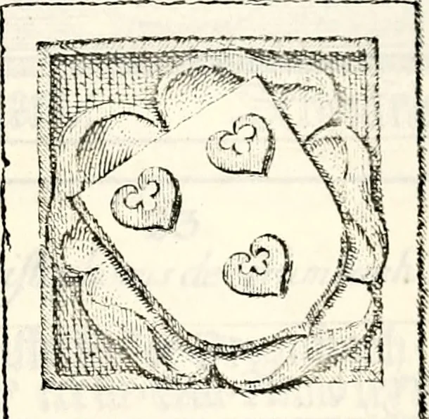 An illustration from Proben des hohen Teütschen Reichs Adels, oder, Sammlungen alter Denkmäler, Grabsteinen, Wappen, Inn- und Urschriften, u: d: nach ihrem wahren Urbilde aufgenommen unter offener Treüe bewähret und durch Anenbäume auch sonstige Nachrichten erkläret und erläuteret, 1775, leaf 356