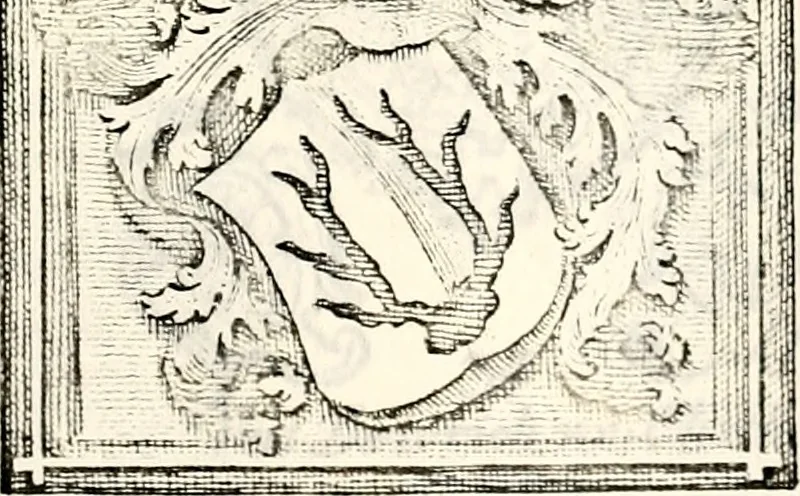 An illustration from Proben des hohen Teütschen Reichs Adels, oder, Sammlungen alter Denkmäler, Grabsteinen, Wappen, Inn- und Urschriften, u: d: nach ihrem wahren Urbilde aufgenommen unter offener Treüe bewähret und durch Anenbäume auch sonstige Nachrichten erkläret und erläuteret, 1775, leaf 366