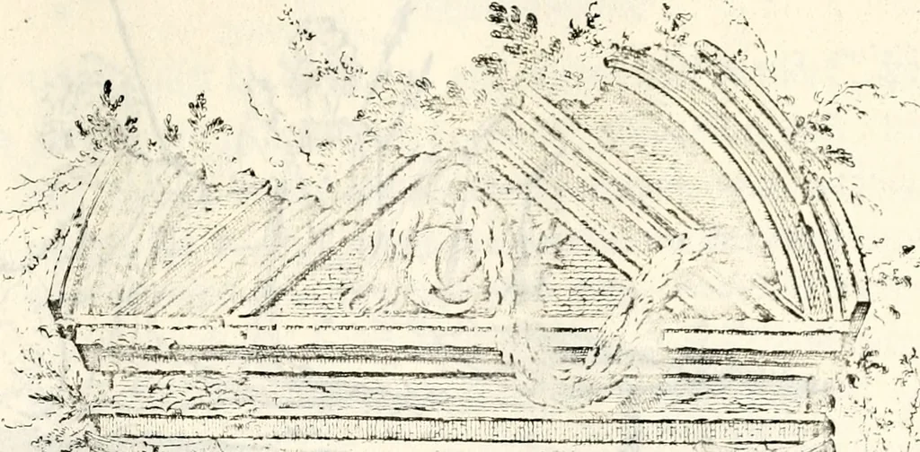 An illustration from Proben des hohen Teütschen Reichs Adels, oder, Sammlungen alter Denkmäler, Grabsteinen, Wappen, Inn- und Urschriften, u: d: nach ihrem wahren Urbilde aufgenommen unter offener Treüe bewähret und durch Anenbäume auch sonstige Nachrichten erkläret und erläuteret, 1775, leaf 38