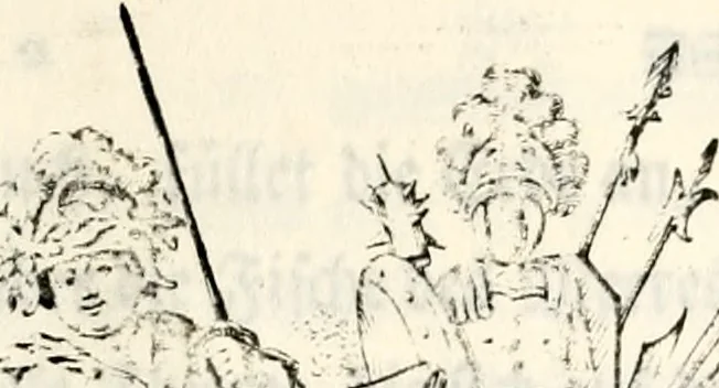 An illustration from Proben des hohen Teütschen Reichs Adels, oder, Sammlungen alter Denkmäler, Grabsteinen, Wappen, Inn- und Urschriften, u: d: nach ihrem wahren Urbilde aufgenommen unter offener Treüe bewähret und durch Anenbäume auch sonstige Nachrichten erkläret und erläuteret, 1775, leaf 40