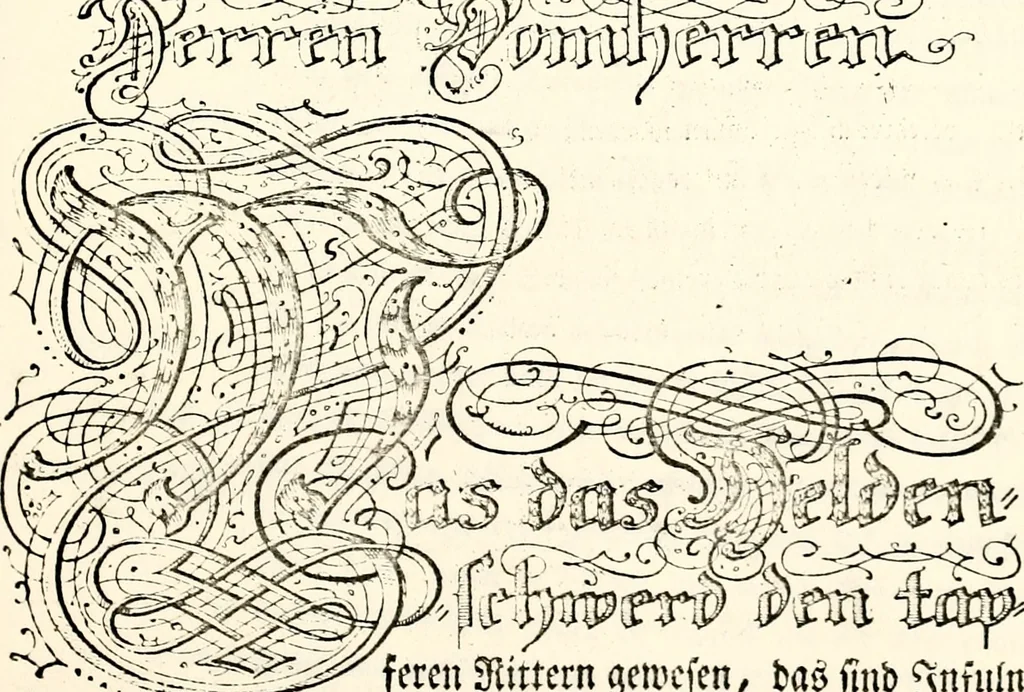 An illustration from Proben des hohen Teütschen Reichs Adels, oder, Sammlungen alter Denkmäler, Grabsteinen, Wappen, Inn- und Urschriften, u: d: nach ihrem wahren Urbilde aufgenommen unter offener Treüe bewähret und durch Anenbäume auch sonstige Nachrichten erkläret und erläuteret, 1775, leaf 464