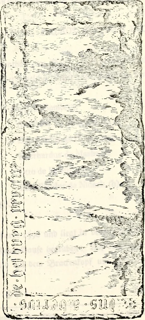 An illustration from Proben des hohen Teütschen Reichs Adels, oder, Sammlungen alter Denkmäler, Grabsteinen, Wappen, Inn- und Urschriften, u: d: nach ihrem wahren Urbilde aufgenommen unter offener Treüe bewähret und durch Anenbäume auch sonstige Nachrichten erkläret und erläuteret, 1775, leaf 592