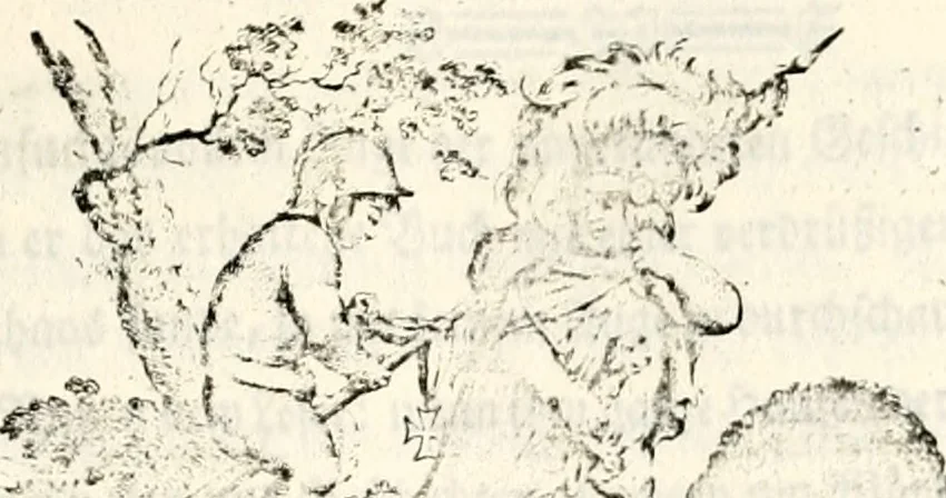 An illustration from Proben des hohen Teütschen Reichs Adels, oder, Sammlungen alter Denkmäler, Grabsteinen, Wappen, Inn- und Urschriften, u: d: nach ihrem wahren Urbilde aufgenommen unter offener Treüe bewähret und durch Anenbäume auch sonstige Nachrichten erkläret und erläuteret, 1775, leaf 60