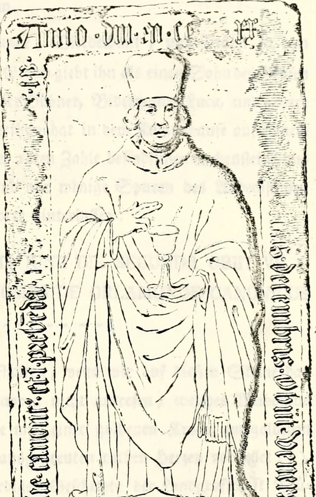 An illustration from Proben des hohen Teütschen Reichs Adels, oder, Sammlungen alter Denkmäler, Grabsteinen, Wappen, Inn- und Urschriften, u: d: nach ihrem wahren Urbilde aufgenommen unter offener Treüe bewähret und durch Anenbäume auch sonstige Nachrichten erkläret und erläuteret, 1775, leaf 612