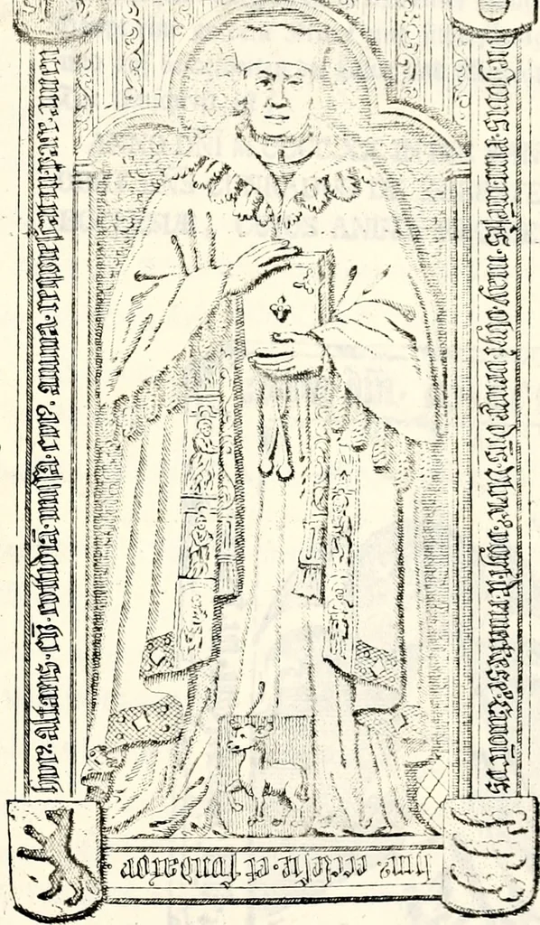 An illustration from Proben des hohen Teütschen Reichs Adels, oder, Sammlungen alter Denkmäler, Grabsteinen, Wappen, Inn- und Urschriften, u: d: nach ihrem wahren Urbilde aufgenommen unter offener Treüe bewähret und durch Anenbäume auch sonstige Nachrichten erkläret und erläuteret, 1775, leaf 622
