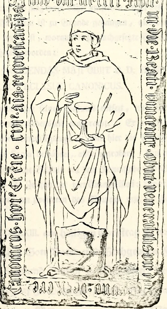An illustration from Proben des hohen Teütschen Reichs Adels, oder, Sammlungen alter Denkmäler, Grabsteinen, Wappen, Inn- und Urschriften, u: d: nach ihrem wahren Urbilde aufgenommen unter offener Treüe bewähret und durch Anenbäume auch sonstige Nachrichten erkläret und erläuteret, 1775, leaf 648