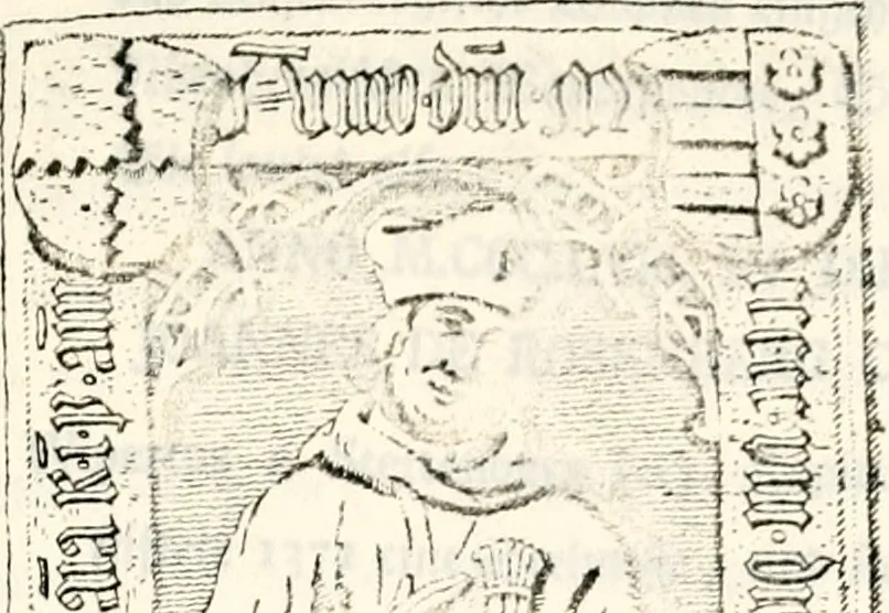 An illustration from Proben des hohen Teütschen Reichs Adels, oder, Sammlungen alter Denkmäler, Grabsteinen, Wappen, Inn- und Urschriften, u: d: nach ihrem wahren Urbilde aufgenommen unter offener Treüe bewähret und durch Anenbäume auch sonstige Nachrichten erkläret und erläuteret, 1775, leaf 690