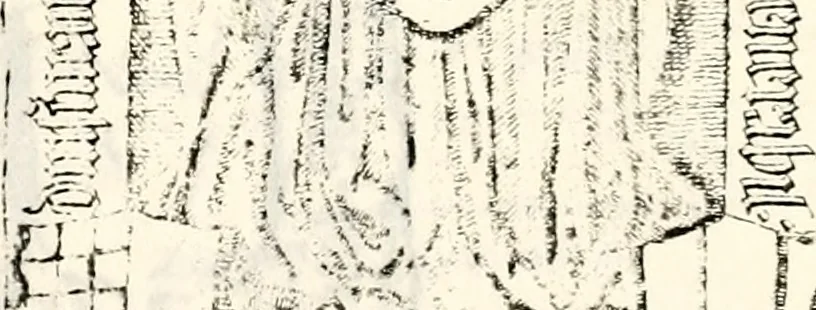 An illustration from Proben des hohen Teütschen Reichs Adels, oder, Sammlungen alter Denkmäler, Grabsteinen, Wappen, Inn- und Urschriften, u: d: nach ihrem wahren Urbilde aufgenommen unter offener Treüe bewähret und durch Anenbäume auch sonstige Nachrichten erkläret und erläuteret, 1775, leaf 712