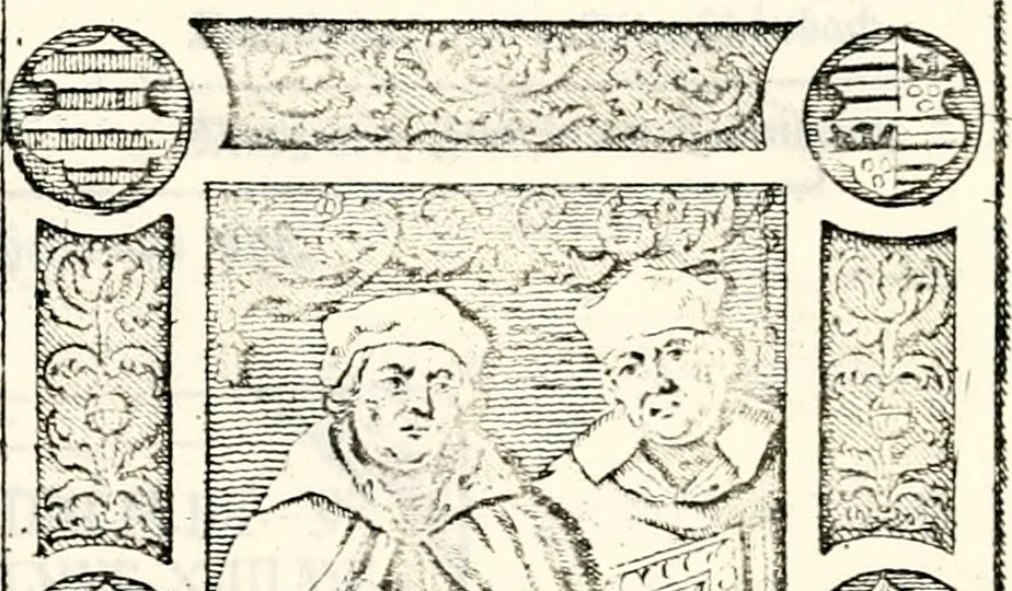 An illustration from Proben des hohen Teütschen Reichs Adels, oder, Sammlungen alter Denkmäler, Grabsteinen, Wappen, Inn- und Urschriften, u: d: nach ihrem wahren Urbilde aufgenommen unter offener Treüe bewähret und durch Anenbäume auch sonstige Nachrichten erkläret und erläuteret, 1775, leaf 740