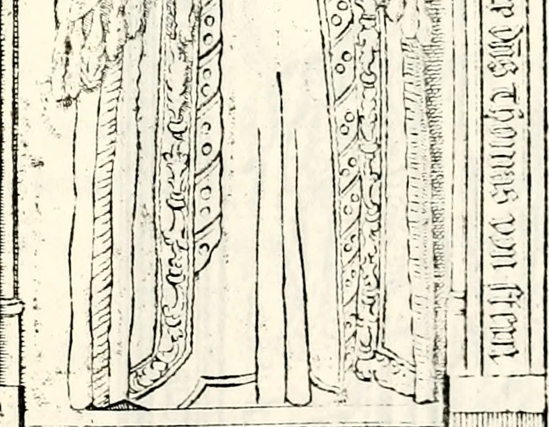 An illustration from Proben des hohen Teütschen Reichs Adels, oder, Sammlungen alter Denkmäler, Grabsteinen, Wappen, Inn- und Urschriften, u: d: nach ihrem wahren Urbilde aufgenommen unter offener Treüe bewähret und durch Anenbäume auch sonstige Nachrichten erkläret und erläuteret, 1775, leaf 746