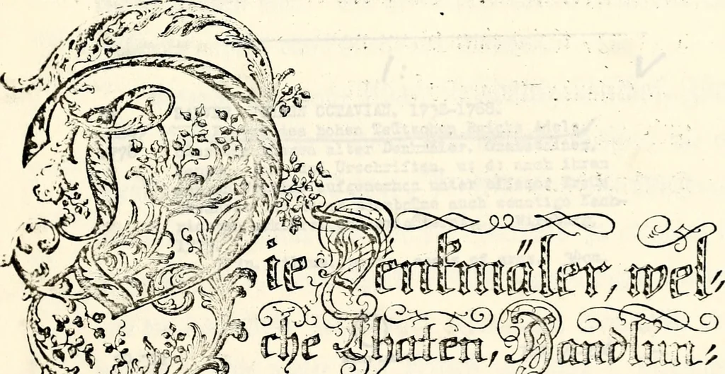 An illustration from Proben des hohen Teütschen Reichs Adels, oder, Sammlungen alter Denkmäler, Grabsteinen, Wappen, Inn- und Urschriften, u: d: nach ihrem wahren Urbilde aufgenommen unter offener Treüe bewähret und durch Anenbäume auch sonstige Nachrichten erkläret und erläuteret, 1775, leaf 8