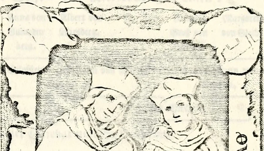 An illustration from Proben des hohen Teütschen Reichs Adels, oder, Sammlungen alter Denkmäler, Grabsteinen, Wappen, Inn- und Urschriften, u: d: nach ihrem wahren Urbilde aufgenommen unter offener Treüe bewähret und durch Anenbäume auch sonstige Nachrichten erkläret und erläuteret, 1775, leaf 138