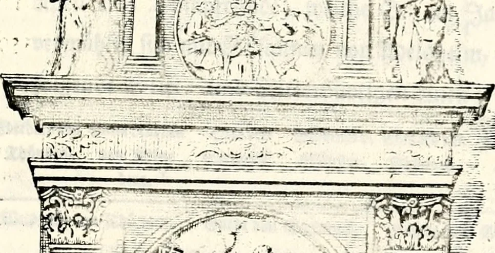 An illustration from Proben des hohen Teütschen Reichs Adels, oder, Sammlungen alter Denkmäler, Grabsteinen, Wappen, Inn- und Urschriften, u: d: nach ihrem wahren Urbilde aufgenommen unter offener Treüe bewähret und durch Anenbäume auch sonstige Nachrichten erkläret und erläuteret, 1775, leaf 172