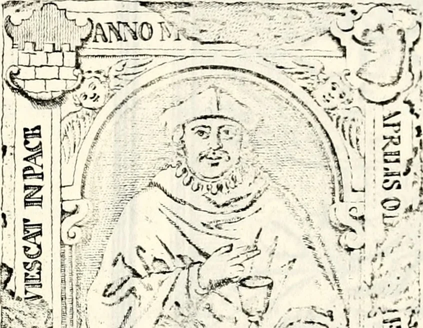 An illustration from Proben des hohen Teütschen Reichs Adels, oder, Sammlungen alter Denkmäler, Grabsteinen, Wappen, Inn- und Urschriften, u: d: nach ihrem wahren Urbilde aufgenommen unter offener Treüe bewähret und durch Anenbäume auch sonstige Nachrichten erkläret und erläuteret, 1775, leaf 196