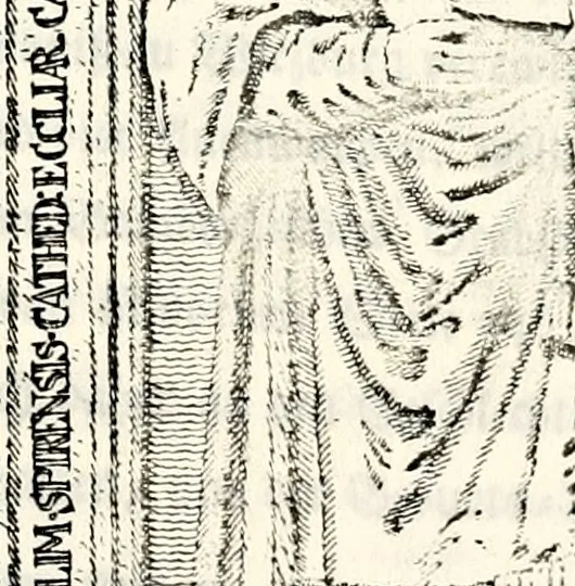An illustration from Proben des hohen Teütschen Reichs Adels, oder, Sammlungen alter Denkmäler, Grabsteinen, Wappen, Inn- und Urschriften, u: d: nach ihrem wahren Urbilde aufgenommen unter offener Treüe bewähret und durch Anenbäume auch sonstige Nachrichten erkläret und erläuteret, 1775, leaf 212