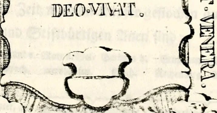 An illustration from Proben des hohen Teütschen Reichs Adels, oder, Sammlungen alter Denkmäler, Grabsteinen, Wappen, Inn- und Urschriften, u: d: nach ihrem wahren Urbilde aufgenommen unter offener Treüe bewähret und durch Anenbäume auch sonstige Nachrichten erkläret und erläuteret, 1775, leaf 272