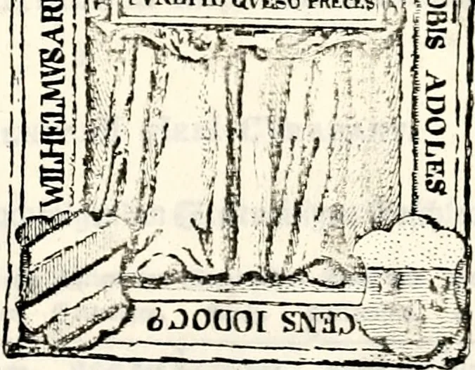 An illustration from Proben des hohen Teütschen Reichs Adels, oder, Sammlungen alter Denkmäler, Grabsteinen, Wappen, Inn- und Urschriften, u: d: nach ihrem wahren Urbilde aufgenommen unter offener Treüe bewähret und durch Anenbäume auch sonstige Nachrichten erkläret und erläuteret, 1775, leaf 330
