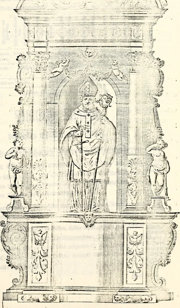 An illustration from Proben des hohen Teütschen Reichs Adels, oder, Sammlungen alter Denkmäler, Grabsteinen, Wappen, Inn- und Urschriften, u: d: nach ihrem wahren Urbilde aufgenommen unter offener Treüe bewähret und durch Anenbäume auch sonstige Nachrichten erkläret und erläuteret, 1775, leaf 390