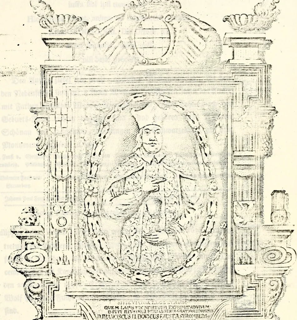 An illustration from Proben des hohen Teütschen Reichs Adels, oder, Sammlungen alter Denkmäler, Grabsteinen, Wappen, Inn- und Urschriften, u: d: nach ihrem wahren Urbilde aufgenommen unter offener Treüe bewähret und durch Anenbäume auch sonstige Nachrichten erkläret und erläuteret, 1775, leaf 402