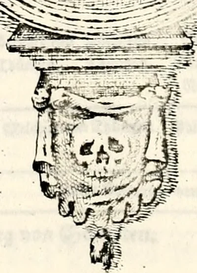 An illustration from Proben des hohen Teütschen Reichs Adels, oder, Sammlungen alter Denkmäler, Grabsteinen, Wappen, Inn- und Urschriften, u: d: nach ihrem wahren Urbilde aufgenommen unter offener Treüe bewähret und durch Anenbäume auch sonstige Nachrichten erkläret und erläuteret, 1775, leaf 402