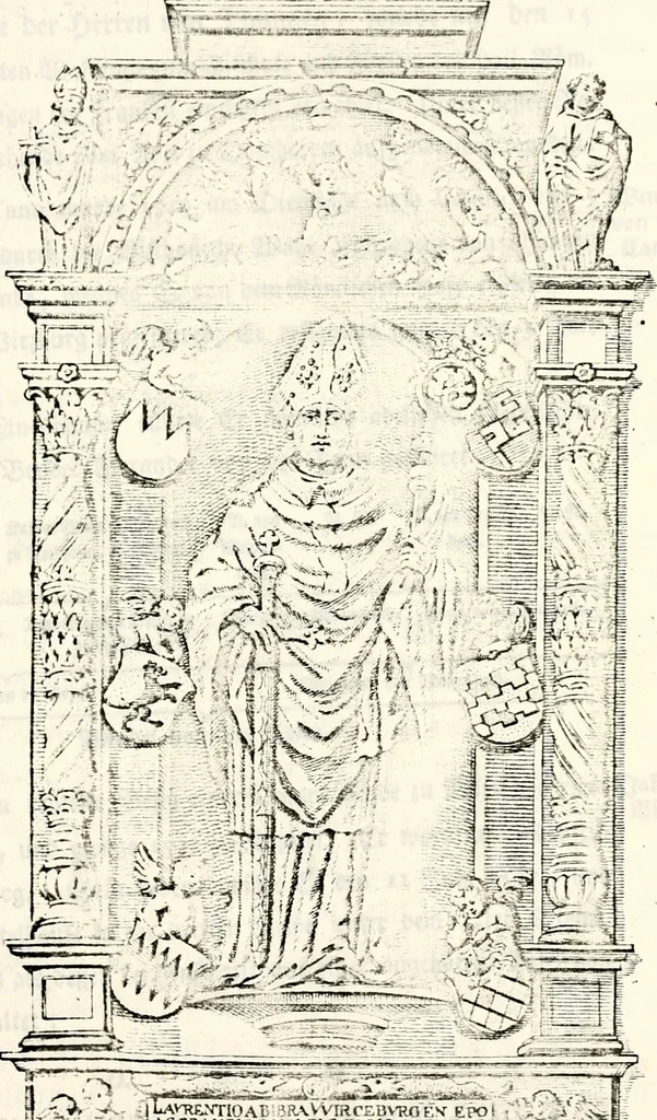 An illustration from Proben des hohen Teütschen Reichs Adels, oder, Sammlungen alter Denkmäler, Grabsteinen, Wappen, Inn- und Urschriften, u: d: nach ihrem wahren Urbilde aufgenommen unter offener Treüe bewähret und durch Anenbäume auch sonstige Nachrichten erkläret und erläuteret, 1775, leaf 42