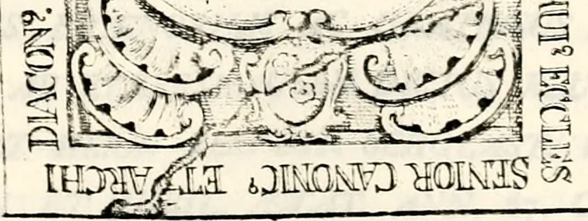 An illustration from Proben des hohen Teütschen Reichs Adels, oder, Sammlungen alter Denkmäler, Grabsteinen, Wappen, Inn- und Urschriften, u: d: nach ihrem wahren Urbilde aufgenommen unter offener Treüe bewähret und durch Anenbäume auch sonstige Nachrichten erkläret und erläuteret, 1775, leaf 422