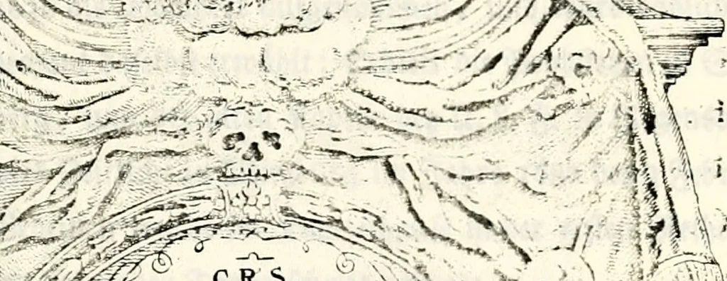 An illustration from Proben des hohen Teütschen Reichs Adels, oder, Sammlungen alter Denkmäler, Grabsteinen, Wappen, Inn- und Urschriften, u: d: nach ihrem wahren Urbilde aufgenommen unter offener Treüe bewähret und durch Anenbäume auch sonstige Nachrichten erkläret und erläuteret, 1775, leaf 436