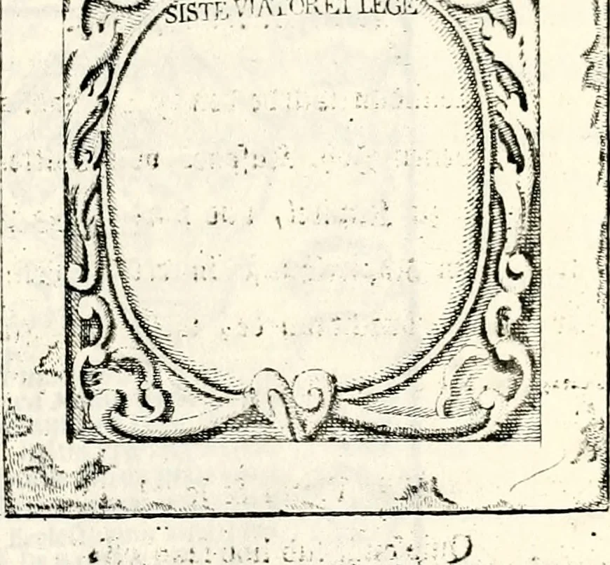 An illustration from Proben des hohen Teütschen Reichs Adels, oder, Sammlungen alter Denkmäler, Grabsteinen, Wappen, Inn- und Urschriften, u: d: nach ihrem wahren Urbilde aufgenommen unter offener Treüe bewähret und durch Anenbäume auch sonstige Nachrichten erkläret und erläuteret, 1775, leaf 454