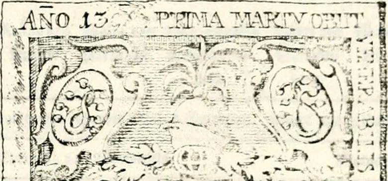 An illustration from Proben des hohen Teütschen Reichs Adels, oder, Sammlungen alter Denkmäler, Grabsteinen, Wappen, Inn- und Urschriften, u: d: nach ihrem wahren Urbilde aufgenommen unter offener Treüe bewähret und durch Anenbäume auch sonstige Nachrichten erkläret und erläuteret, 1775, leaf 464