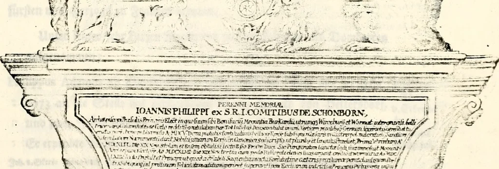 An illustration from Proben des hohen Teütschen Reichs Adels, oder, Sammlungen alter Denkmäler, Grabsteinen, Wappen, Inn- und Urschriften, u: d: nach ihrem wahren Urbilde aufgenommen unter offener Treüe bewähret und durch Anenbäume auch sonstige Nachrichten erkläret und erläuteret, 1775, leaf 542