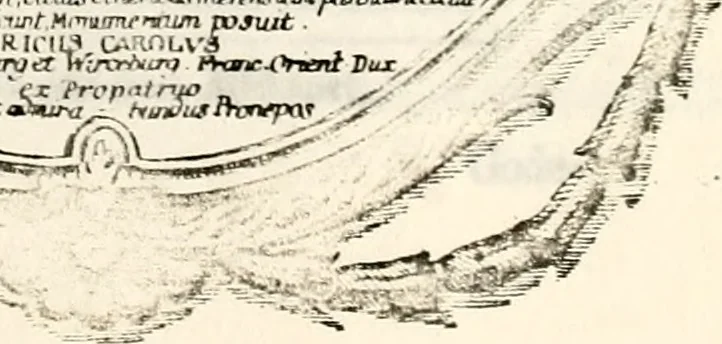 An illustration from Proben des hohen Teütschen Reichs Adels, oder, Sammlungen alter Denkmäler, Grabsteinen, Wappen, Inn- und Urschriften, u: d: nach ihrem wahren Urbilde aufgenommen unter offener Treüe bewähret und durch Anenbäume auch sonstige Nachrichten erkläret und erläuteret, 1775, leaf 542