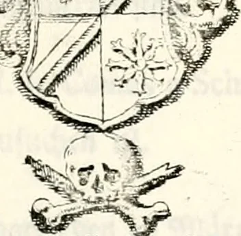 An illustration from Proben des hohen Teütschen Reichs Adels, oder, Sammlungen alter Denkmäler, Grabsteinen, Wappen, Inn- und Urschriften, u: d: nach ihrem wahren Urbilde aufgenommen unter offener Treüe bewähret und durch Anenbäume auch sonstige Nachrichten erkläret und erläuteret, 1775, leaf 582