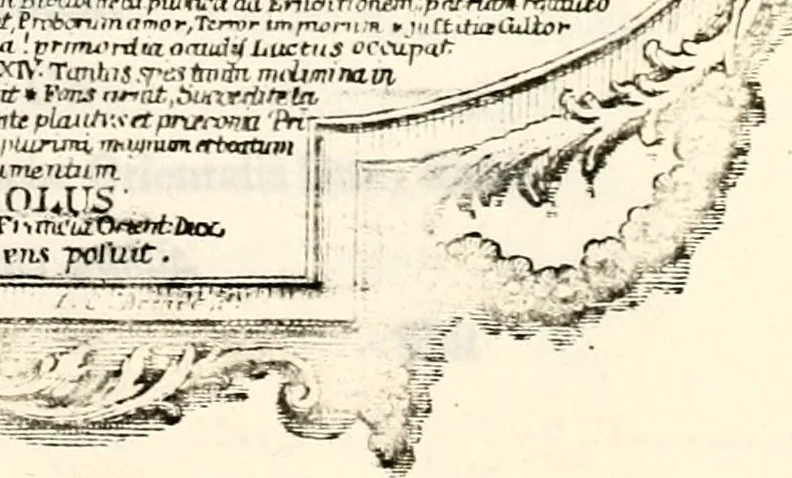An illustration from Proben des hohen Teütschen Reichs Adels, oder, Sammlungen alter Denkmäler, Grabsteinen, Wappen, Inn- und Urschriften, u: d: nach ihrem wahren Urbilde aufgenommen unter offener Treüe bewähret und durch Anenbäume auch sonstige Nachrichten erkläret und erläuteret, 1775, leaf 690
